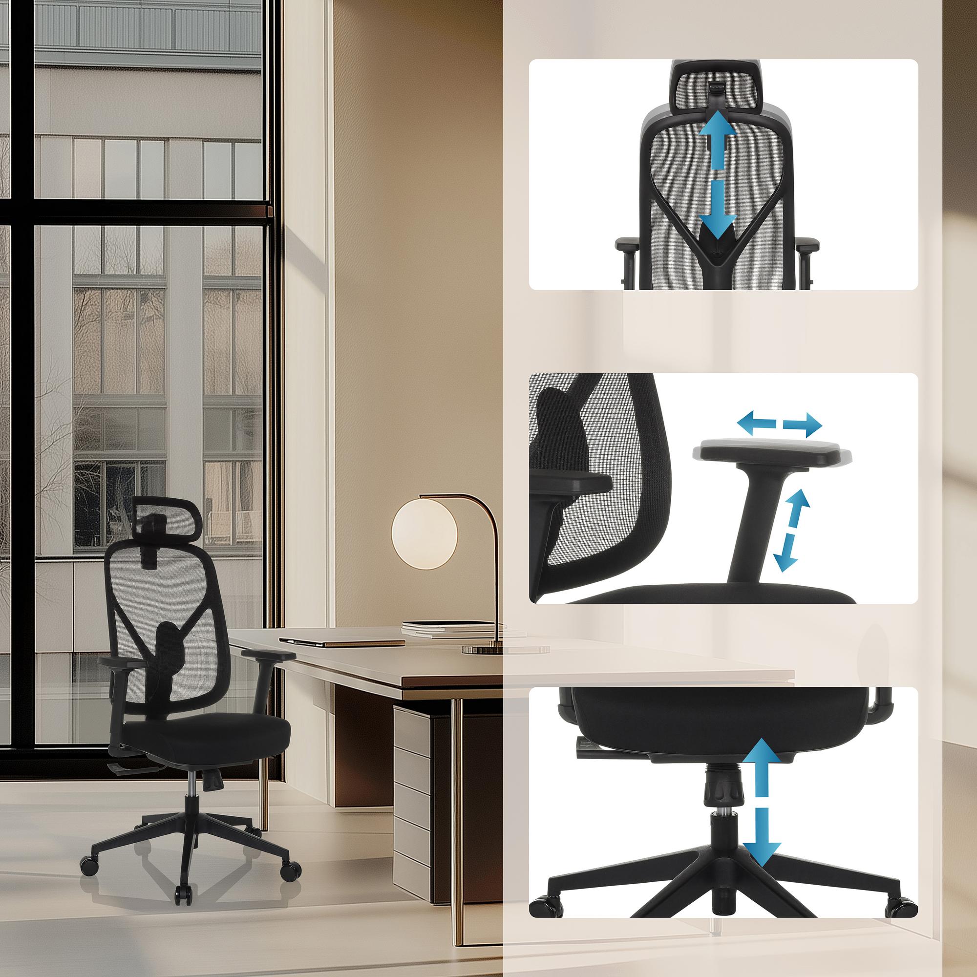 RALOO ECO Bürostuhl Netzstoff Schwarz 3