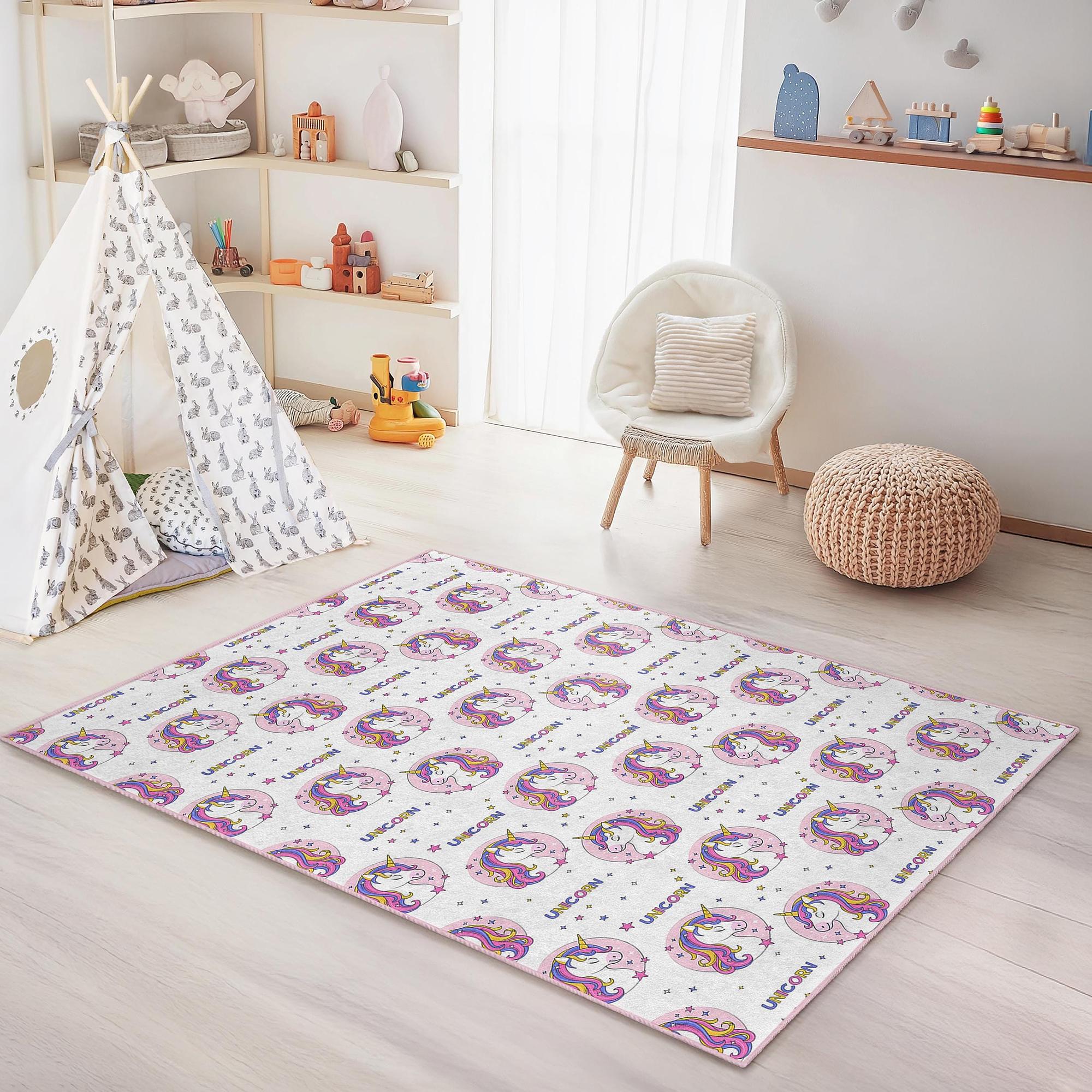 Unicorn Kids' Rug Multicolored 100x250 cm 1