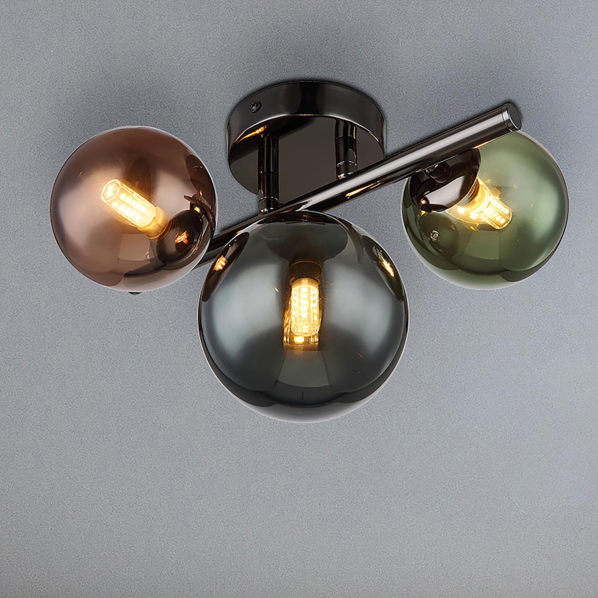3-Flammig Riha Typ H LED-Deckenleuchte Farbglas Eisen 1