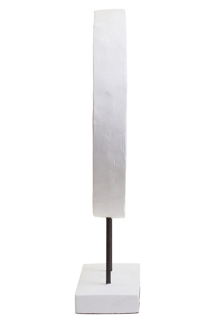 Fidel Runder Skulptur Holz Weiß Distressed 2