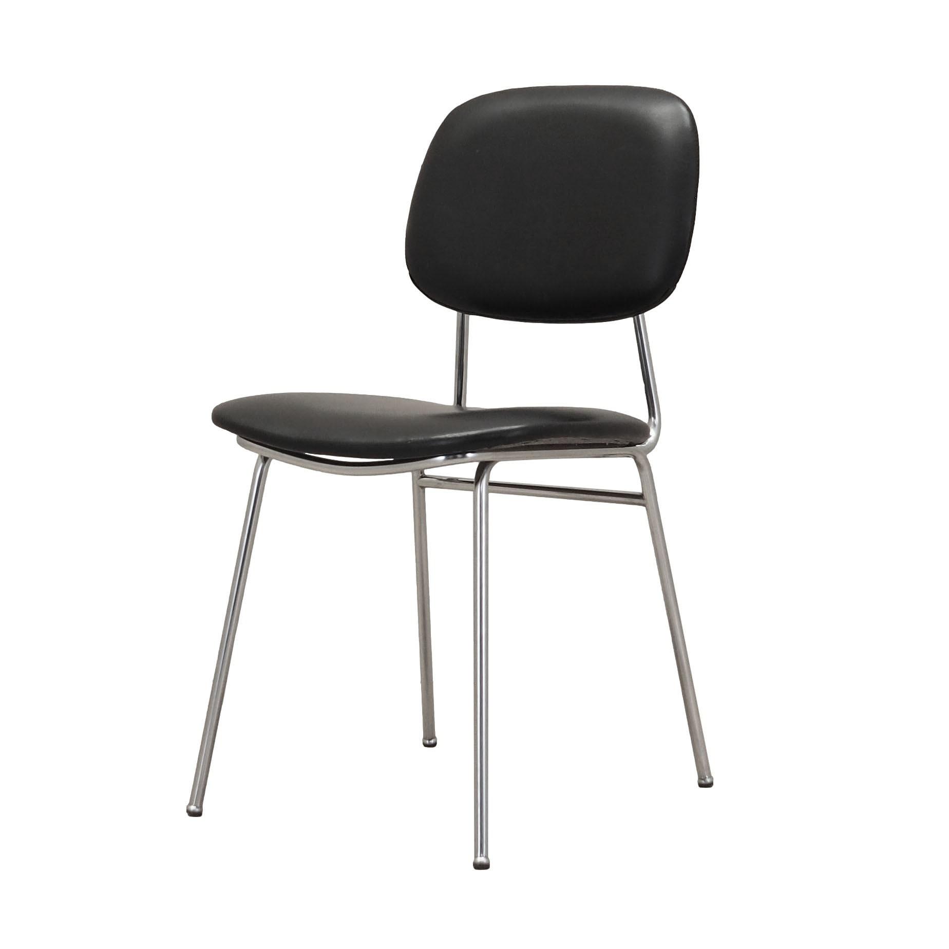 Dining chair faux leather metal 1970s 0