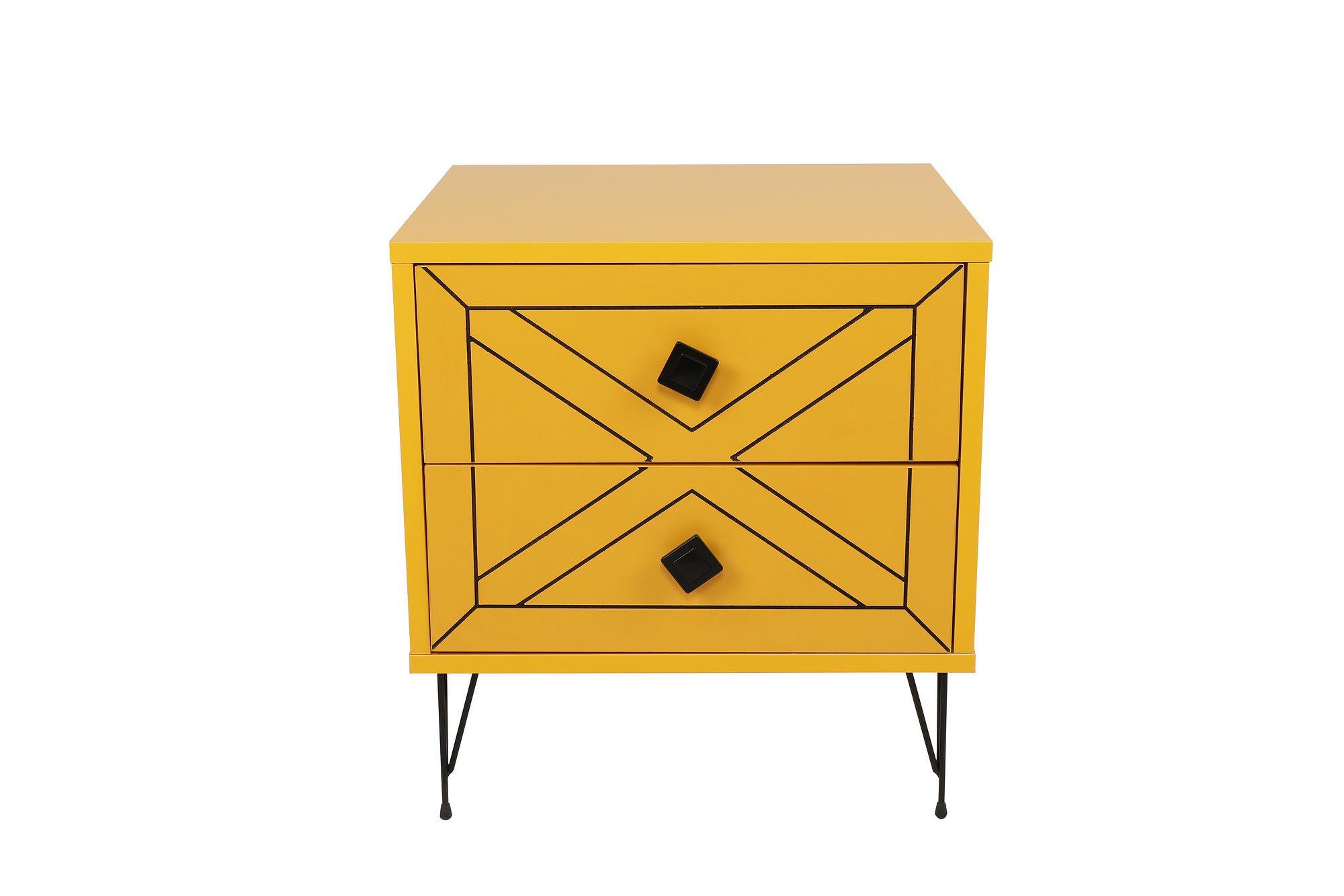 Luna bedside table wood veneer yellow 6