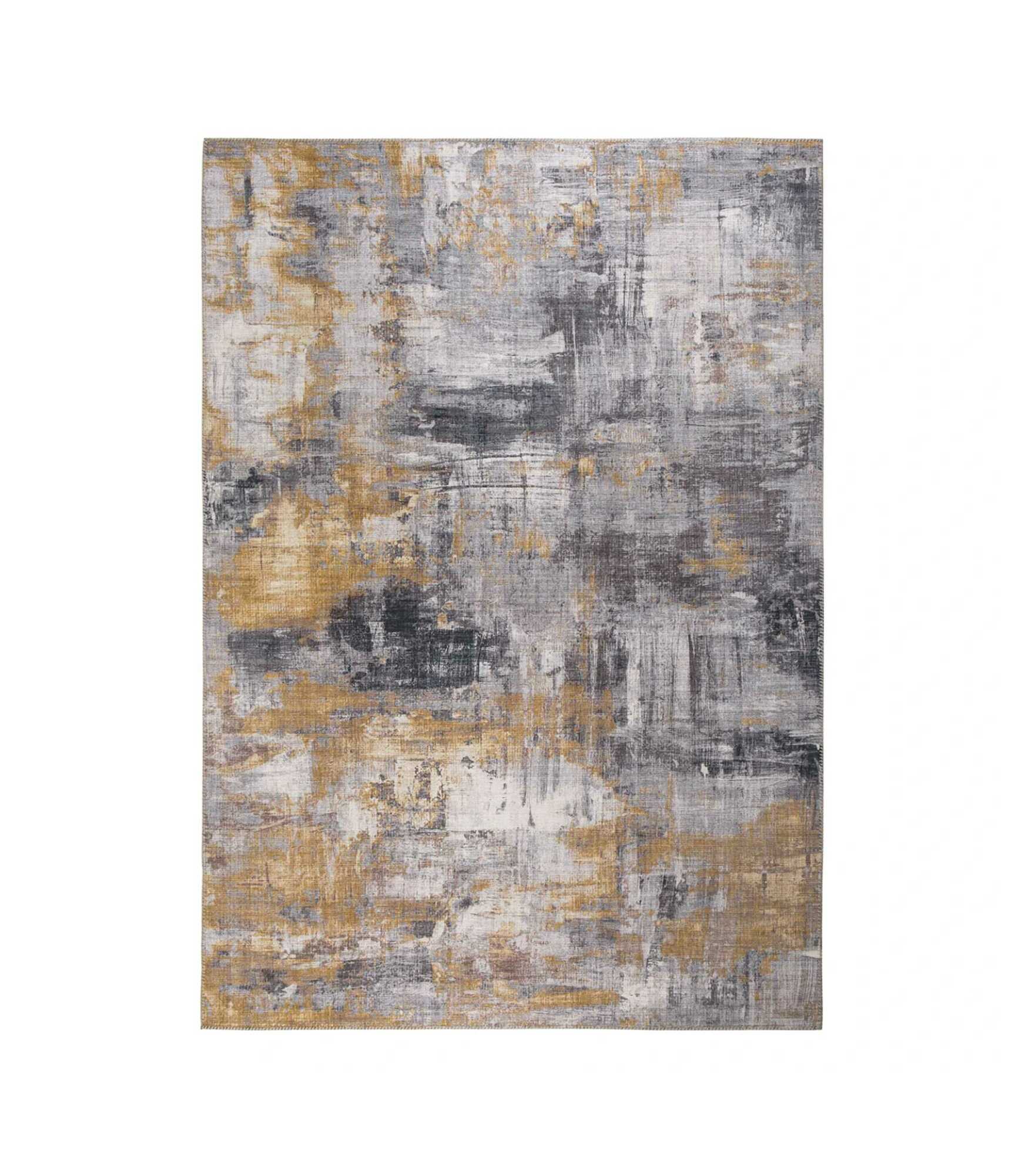 Teppich Kunstfaser Grau Gelb 80 x 150 cm 0