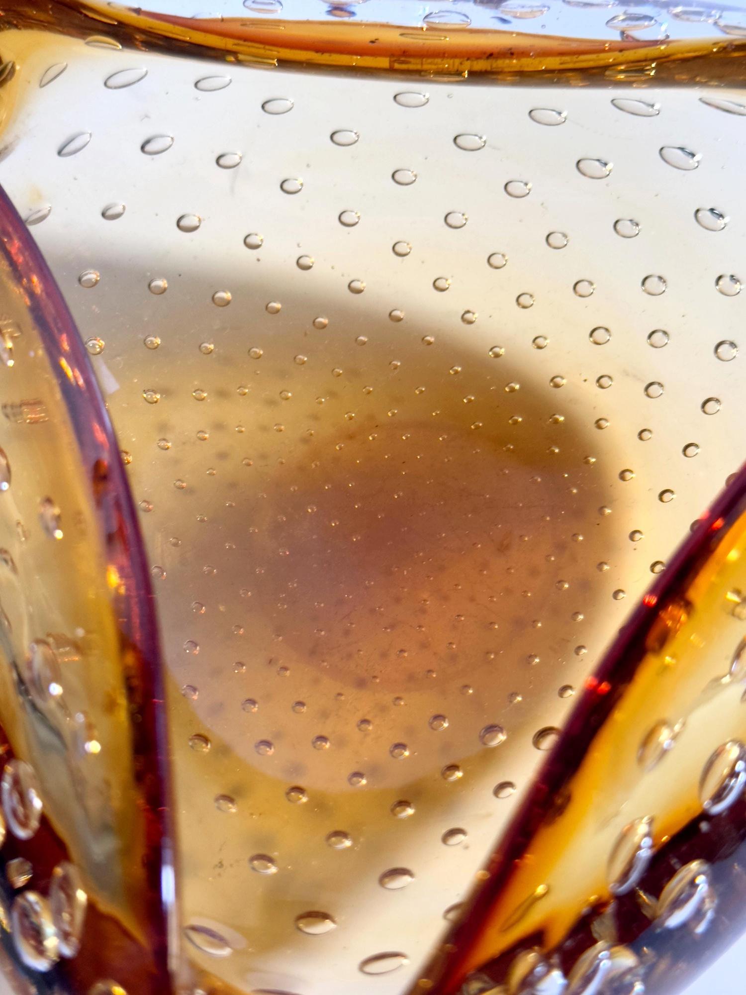 Vintage Bowl Murano Glass Amber-Orange 70s 2