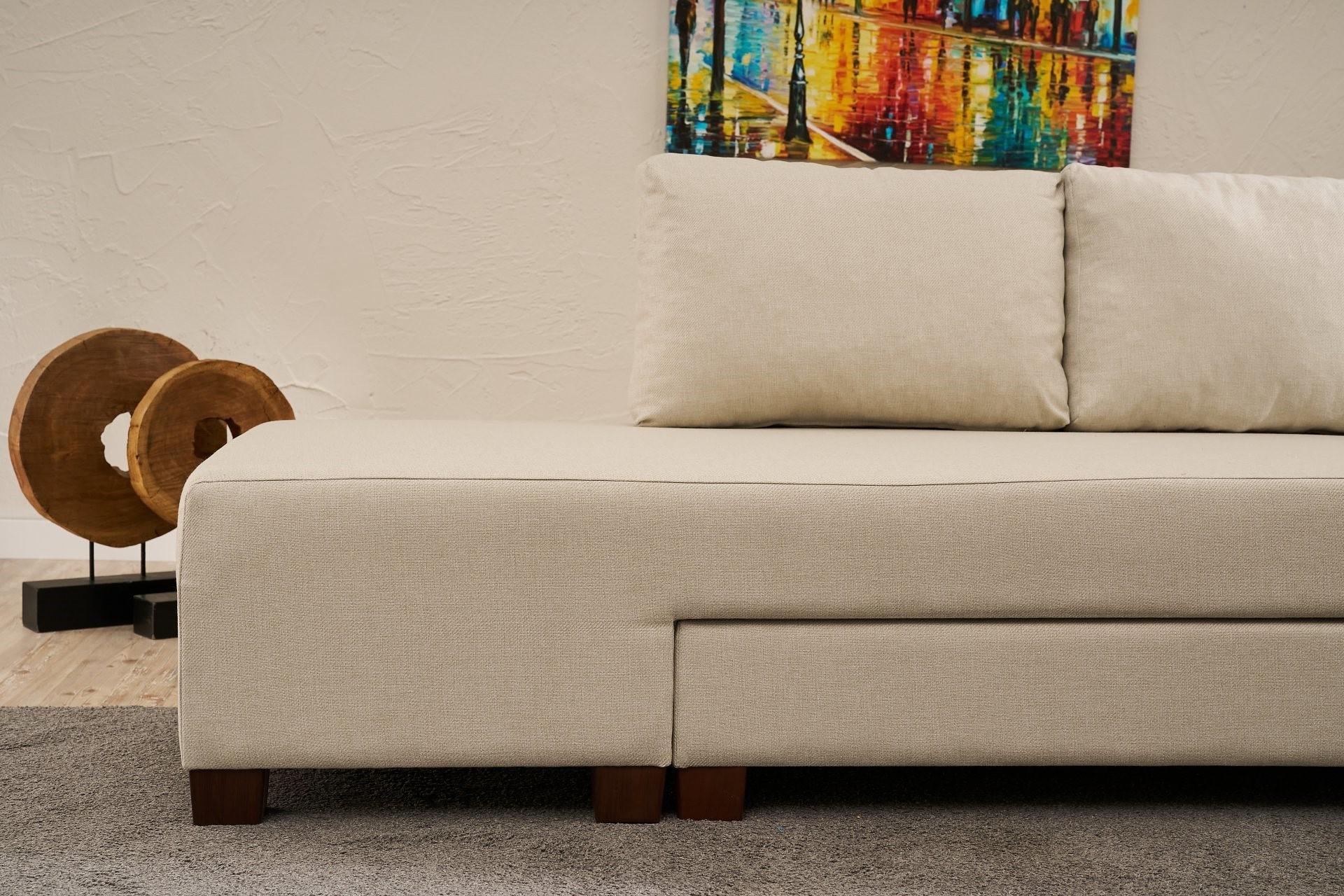 Aly Schlafsofa Récamiere Links Baumwolle Creme 5