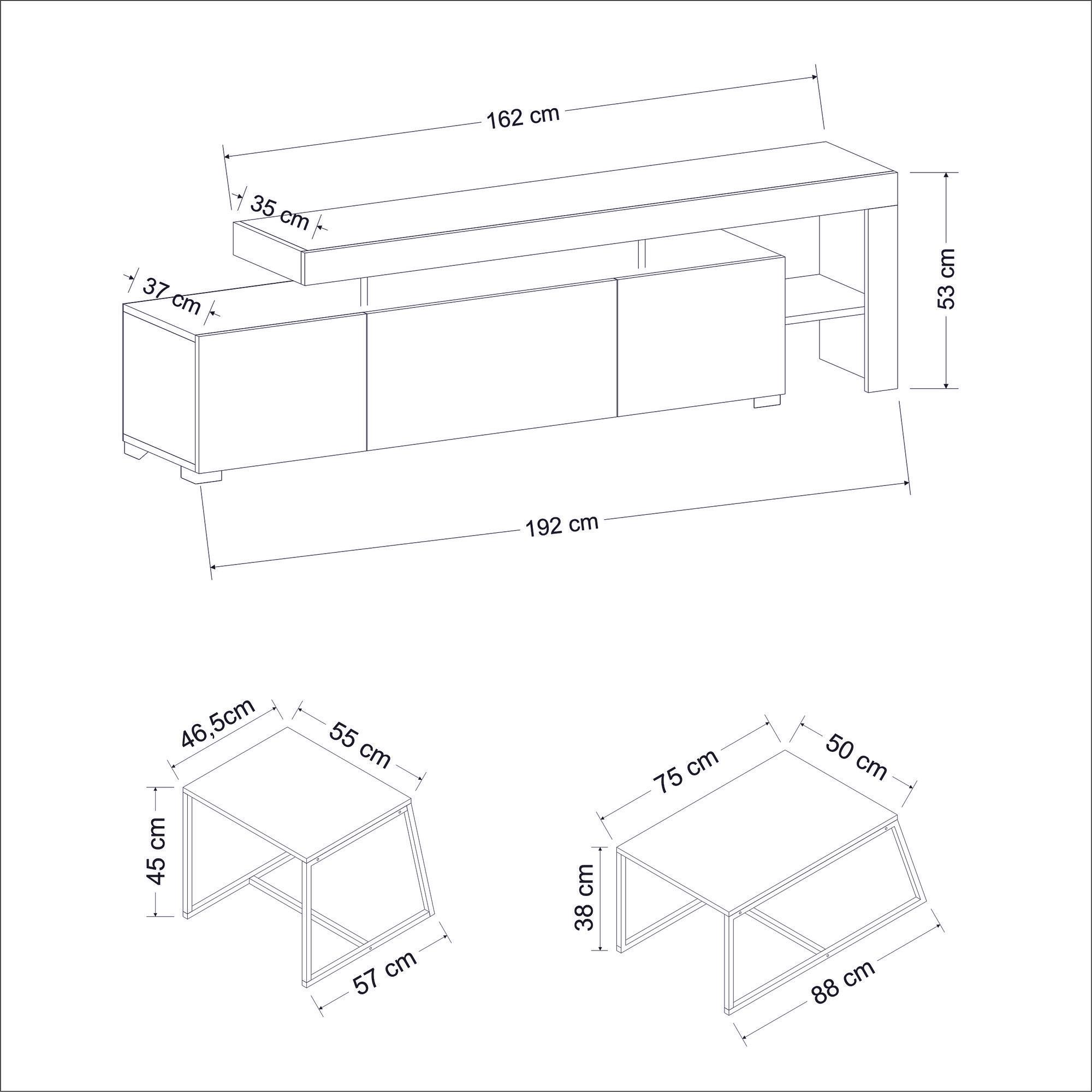 Beliz Wohnzimmermöbel-Set Holz Weiß 7