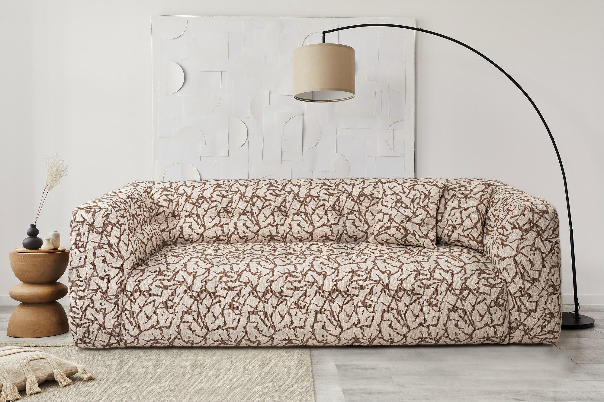 Cady Sofa 3-Sitzer Beige Gemustert 0