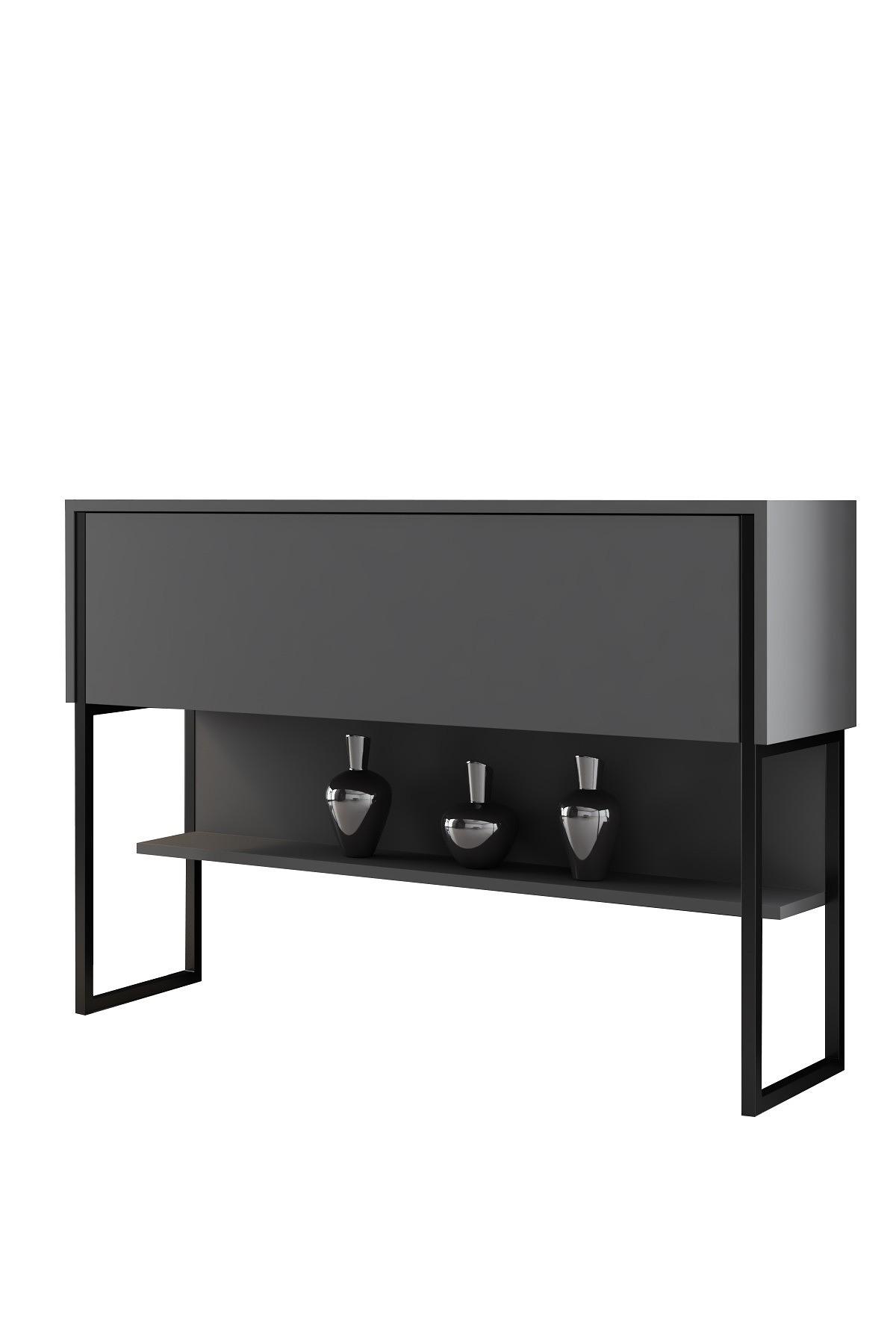 Credenza Luxe impiallacciatura in legno nero antracite 7