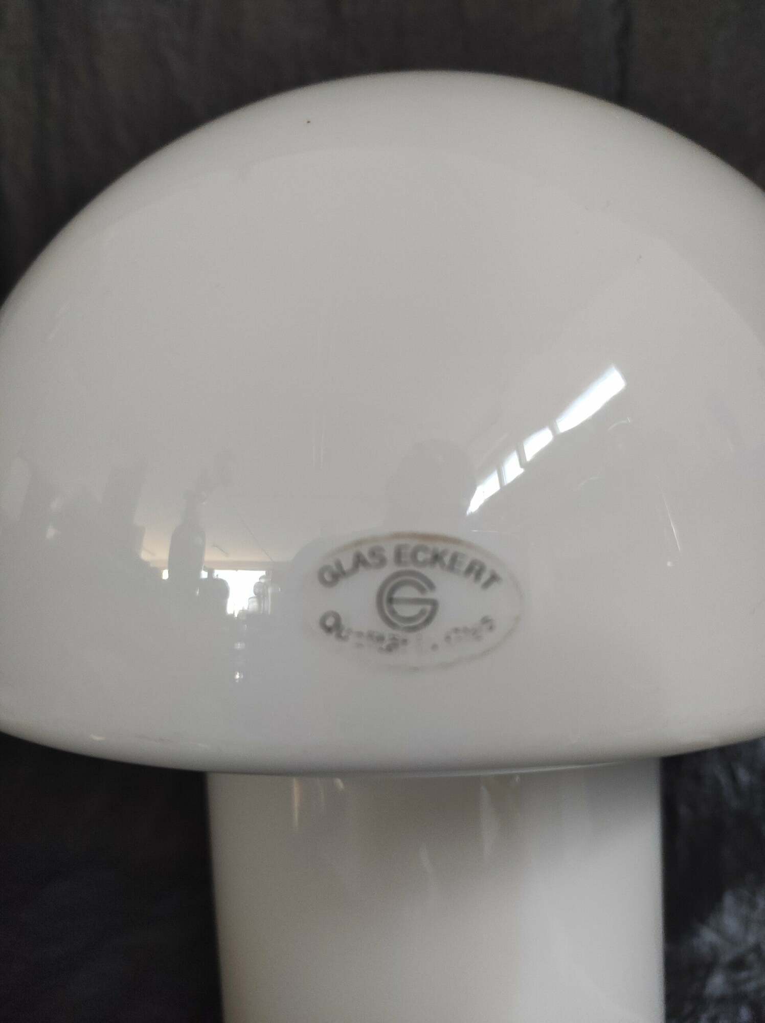 Vintage Glaspilz Tischlampe Glas Weiß  4