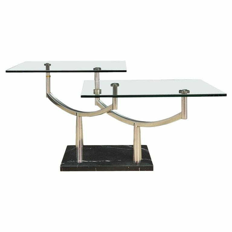 Vintage Coffee Table Metal Glass Transparent 1990s 0