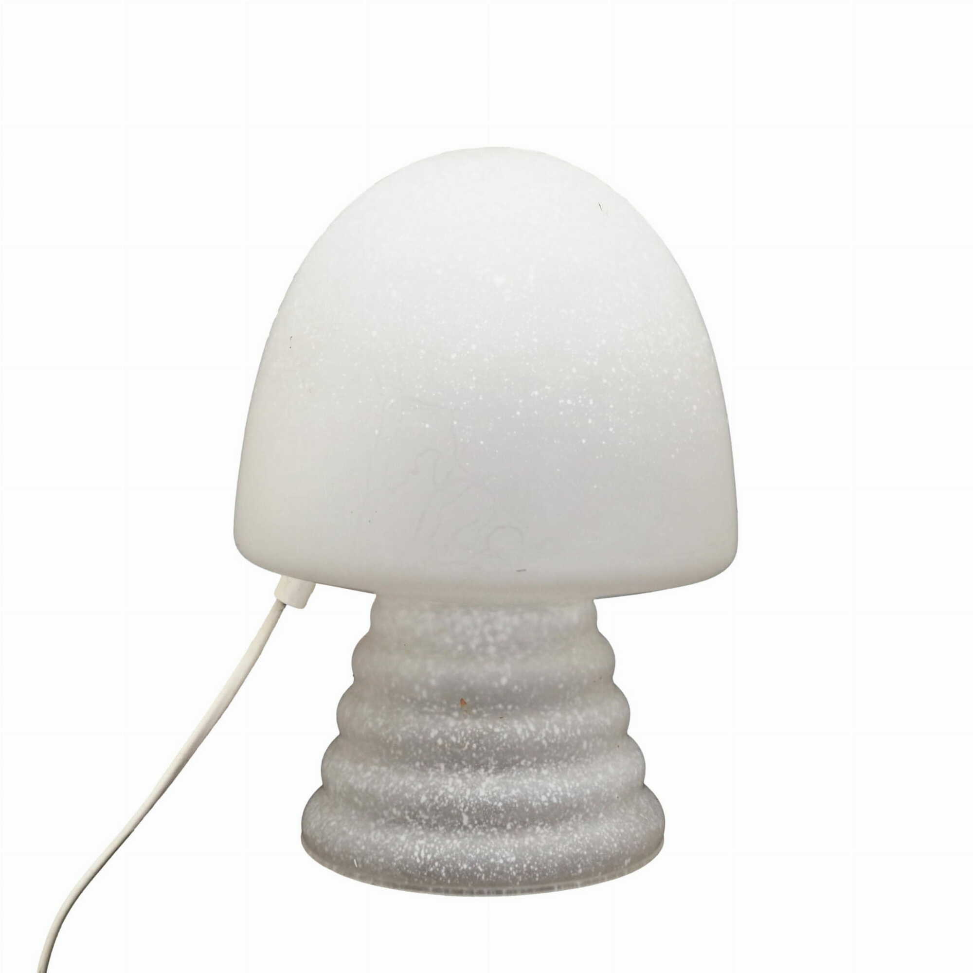 Vintage Table Lamp Glass Metal White 1970s 0