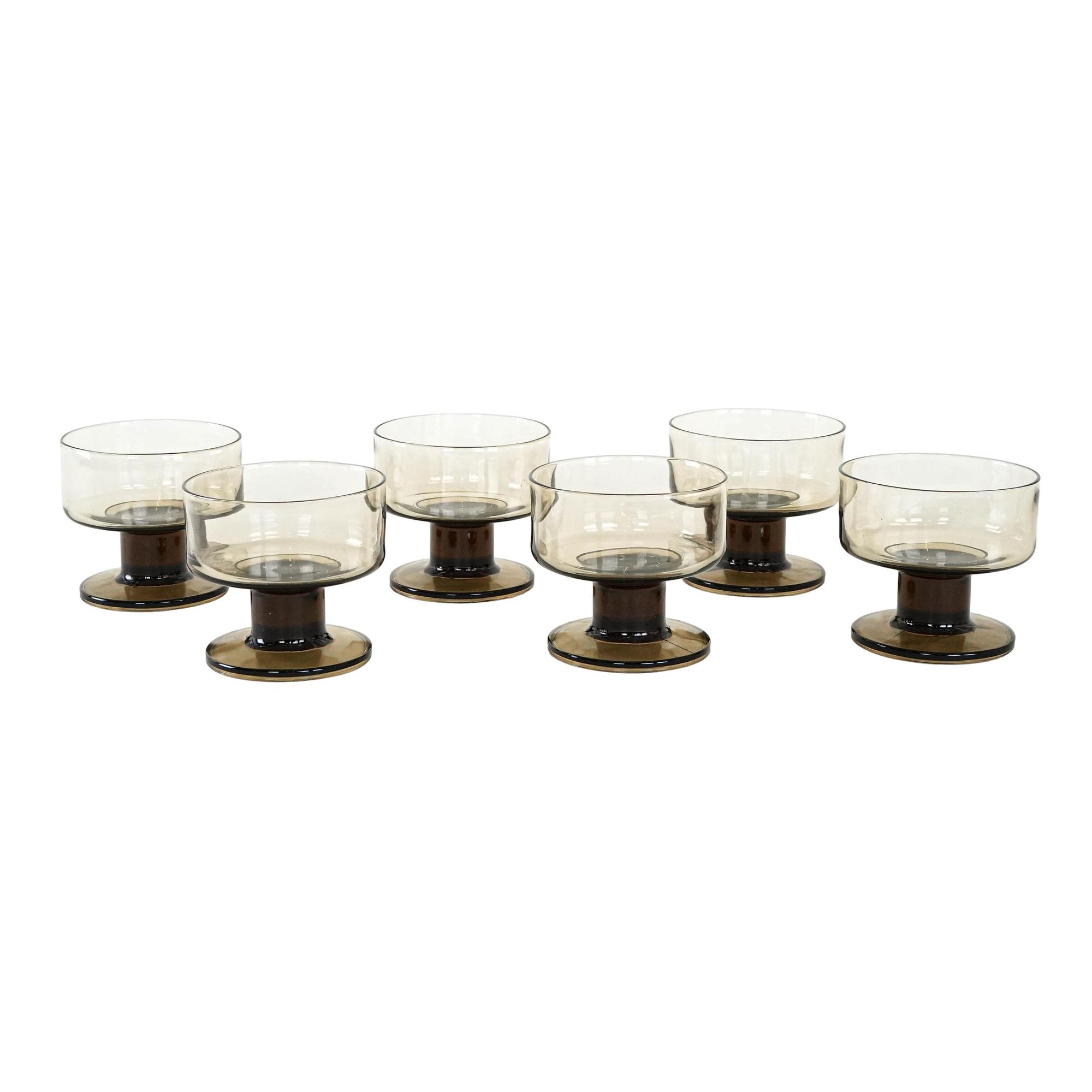 Dessert bowl set smoked glass 1970s 0