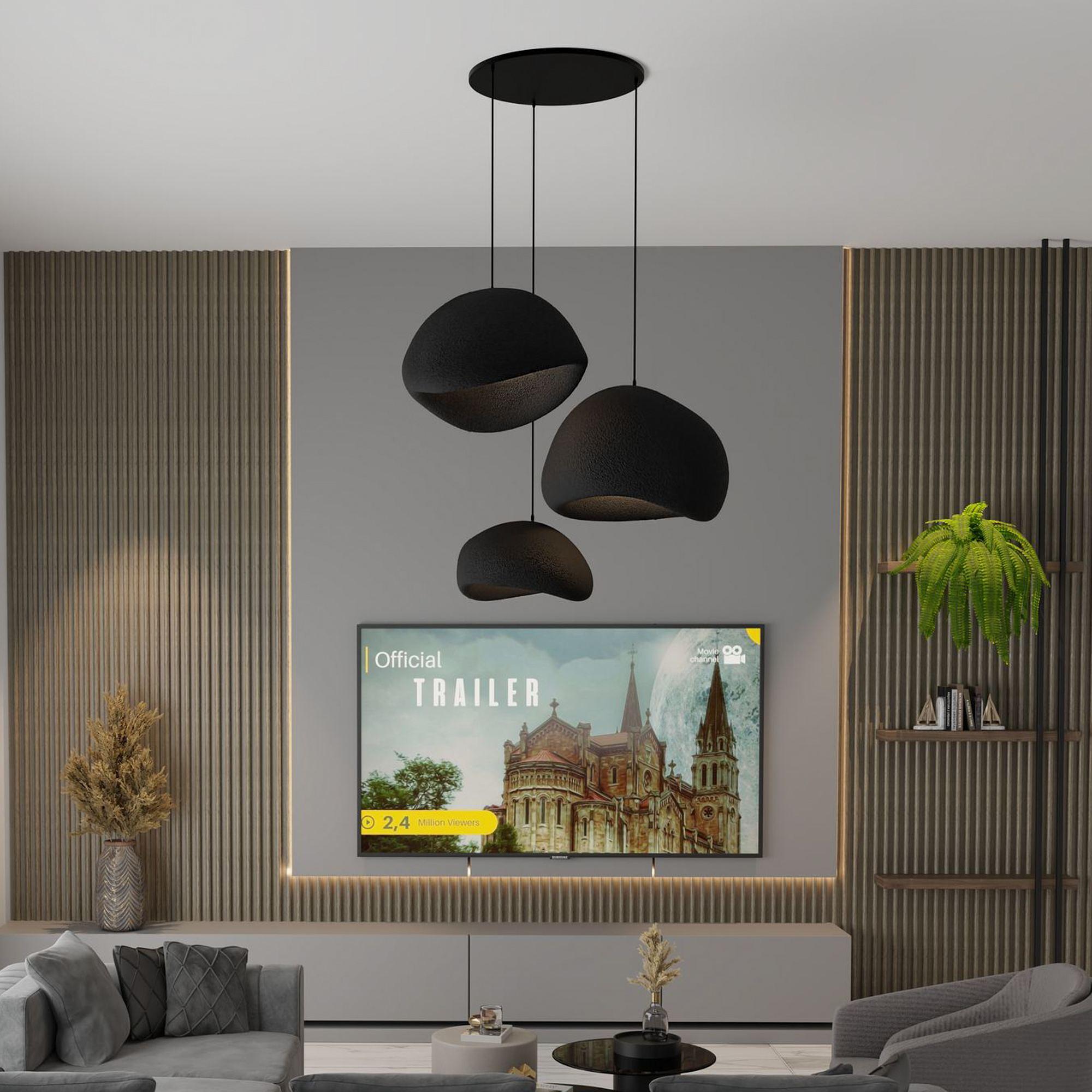 3-Flammig Wabi Sabi Mossgreys Pendelleuchte Schwarz 3