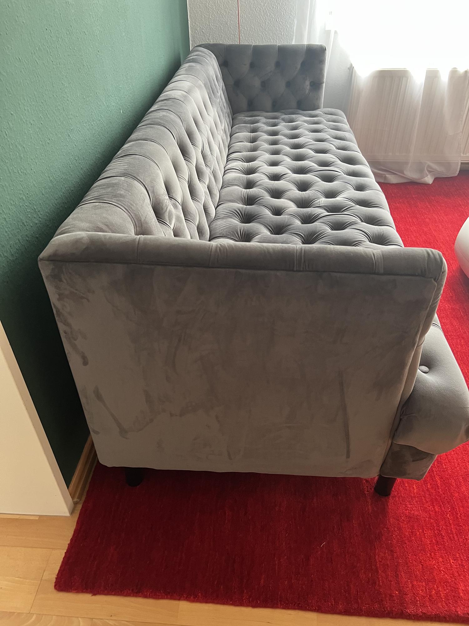 Chesterfield 3-seater sofa velvet grey 6