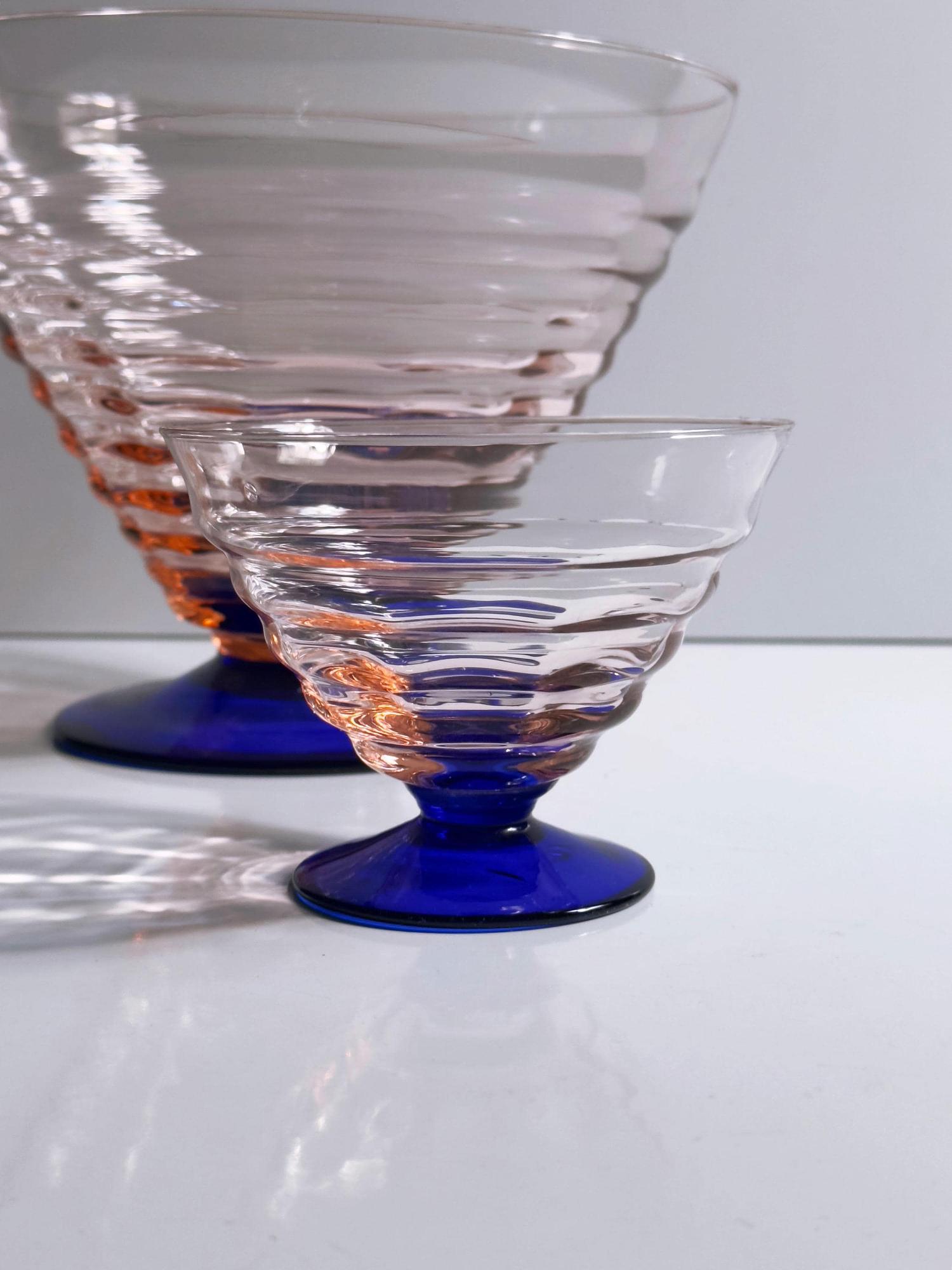 Art Deco bowl set Dessert Cobalt Blue 1930s 5