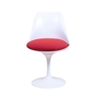 Knoll Tulip Chair Weiß mit rotem Sitzpolster 0