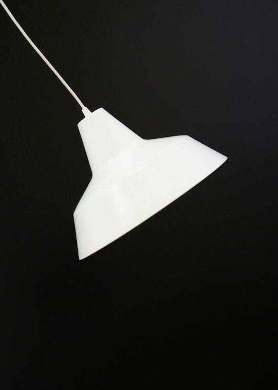 Vintage pendant lamp metal white 1970s 4