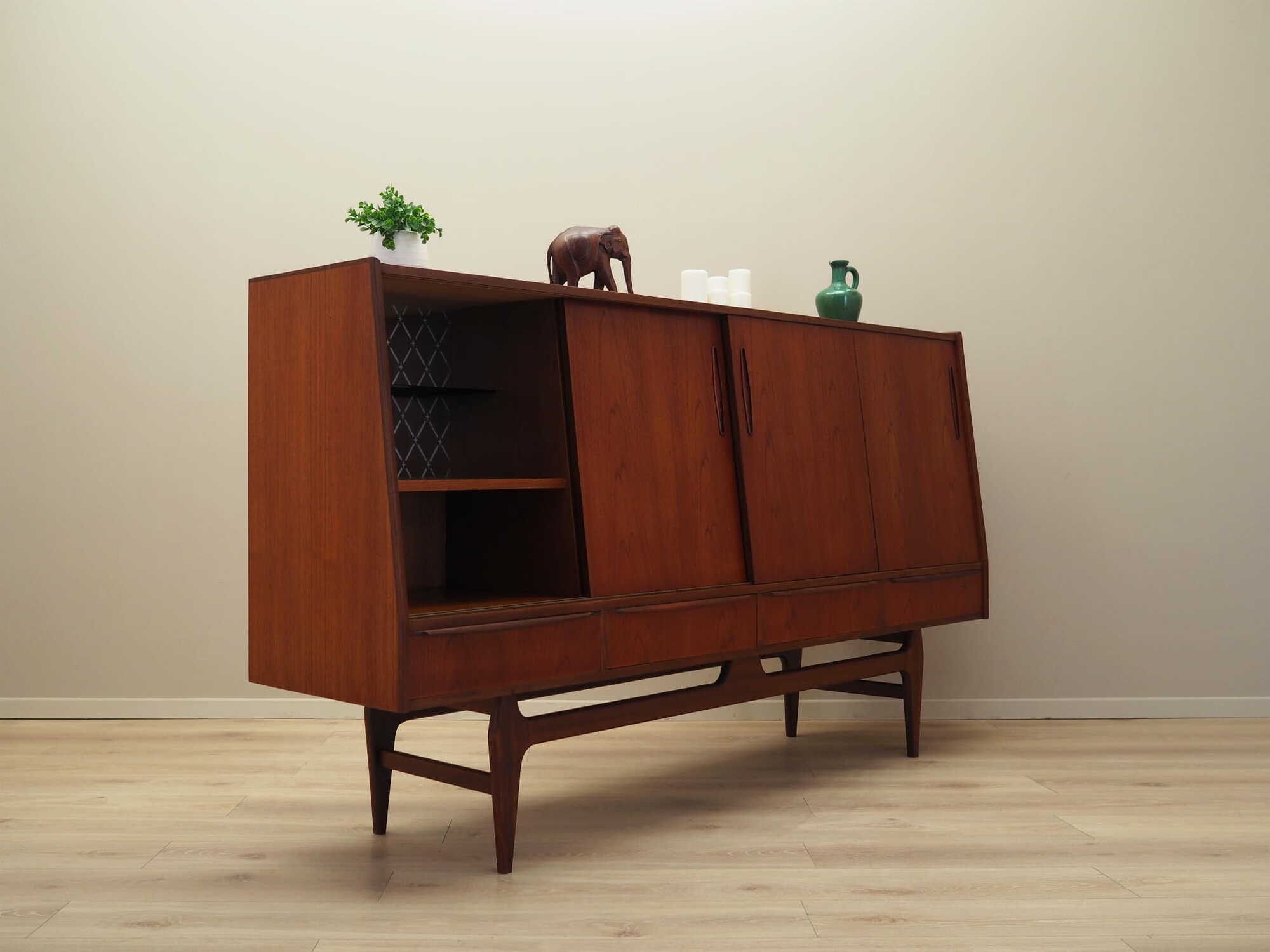 Highboard Teakholz Braun 1960er Jahre 6