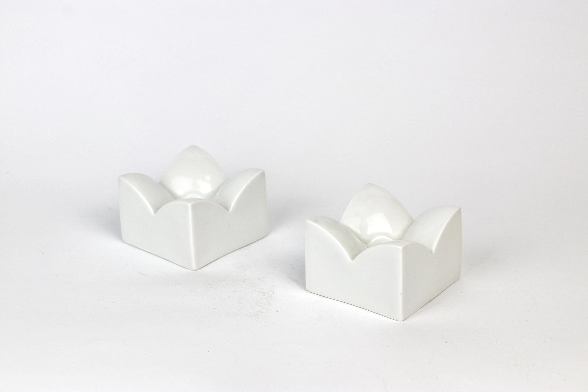 2x Vintage candle holders porcelain white 1970s 1