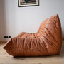 Togo Sofa 3-Seater Pull-Up Leather Peach Brown 3