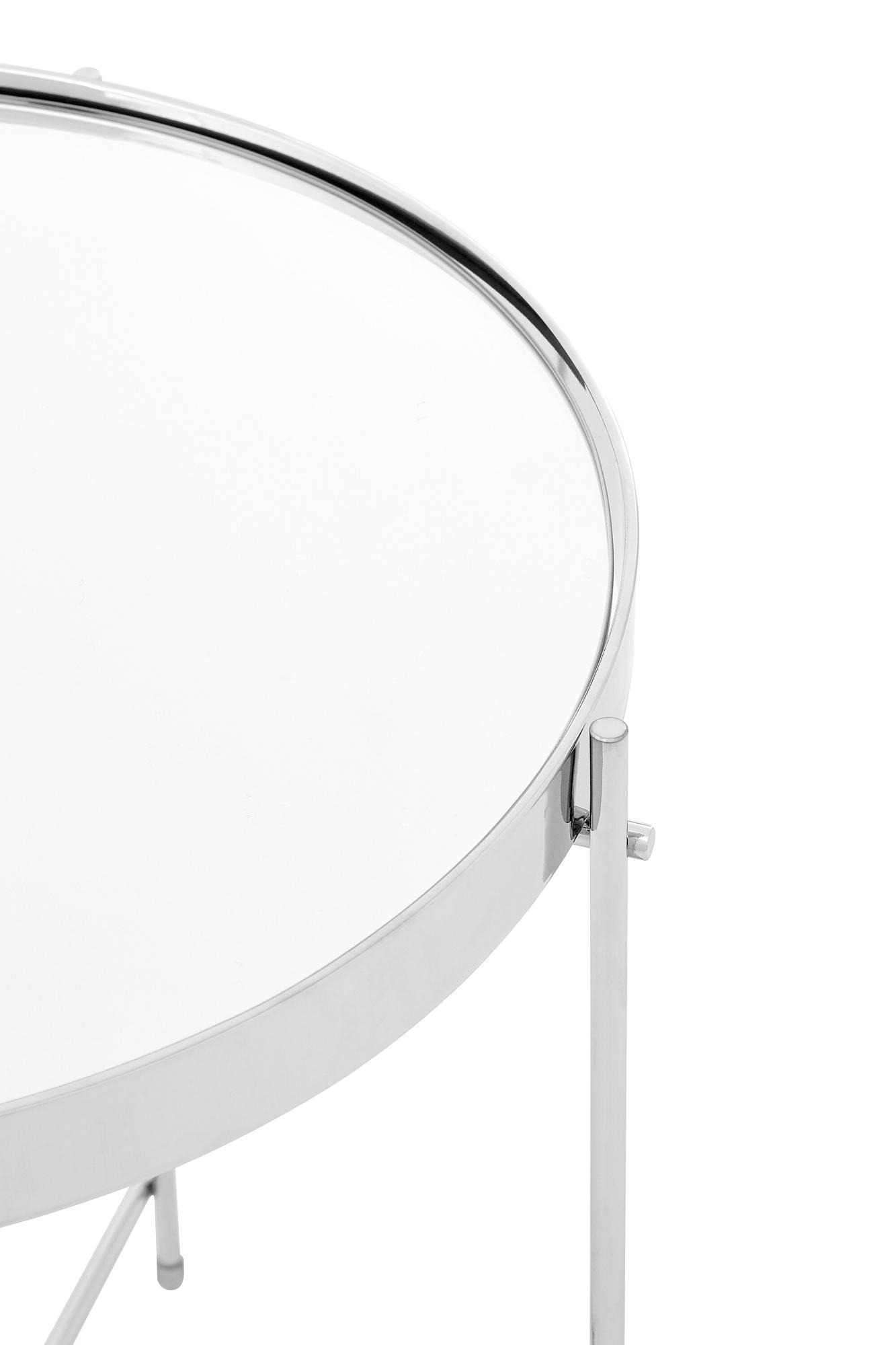 Allure Silberner Spiegelglas Runder Beistelltisch
 1