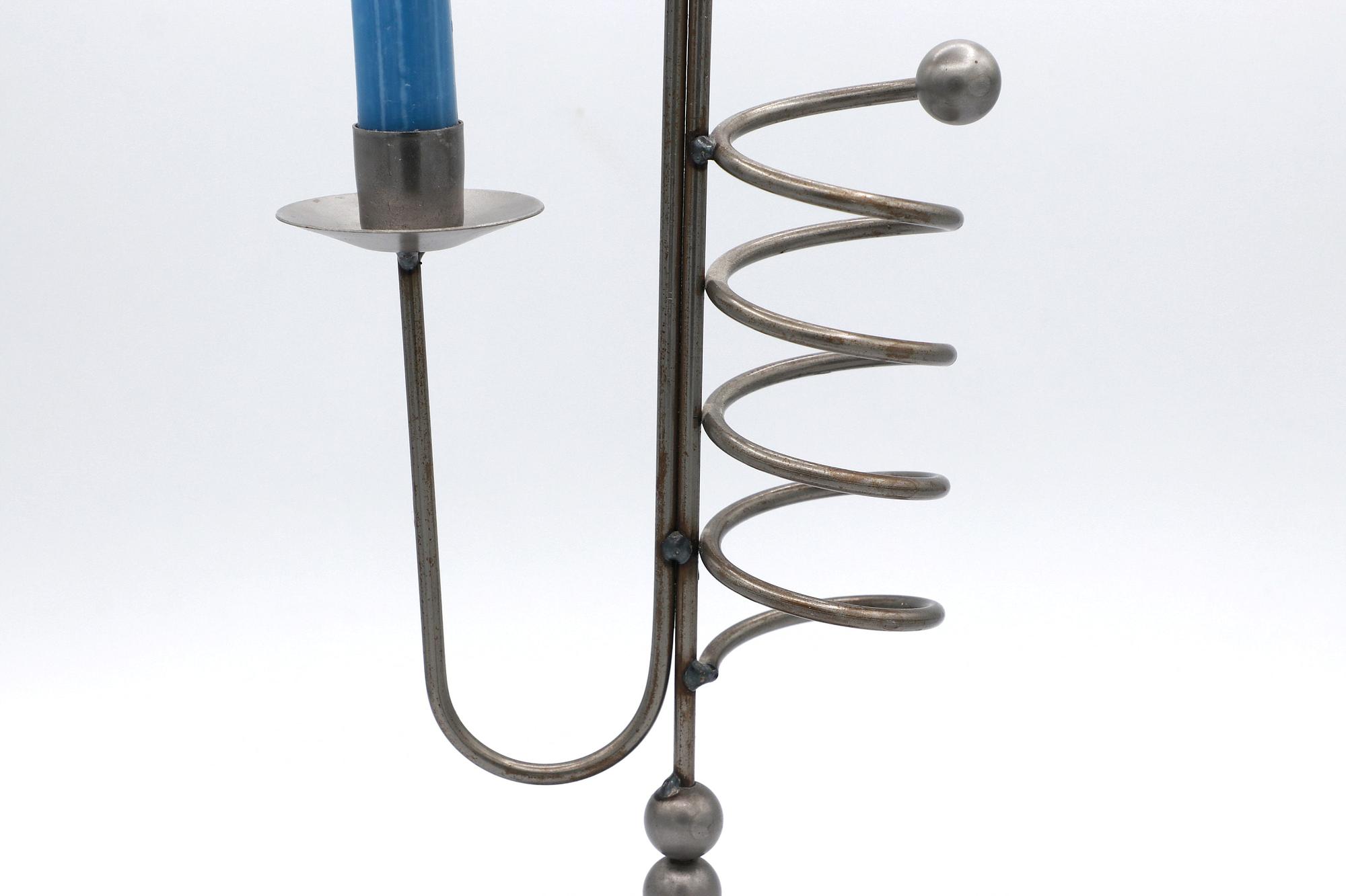 Vintage Postmodern Kerzenhalter Metall 1980er Jahre 2