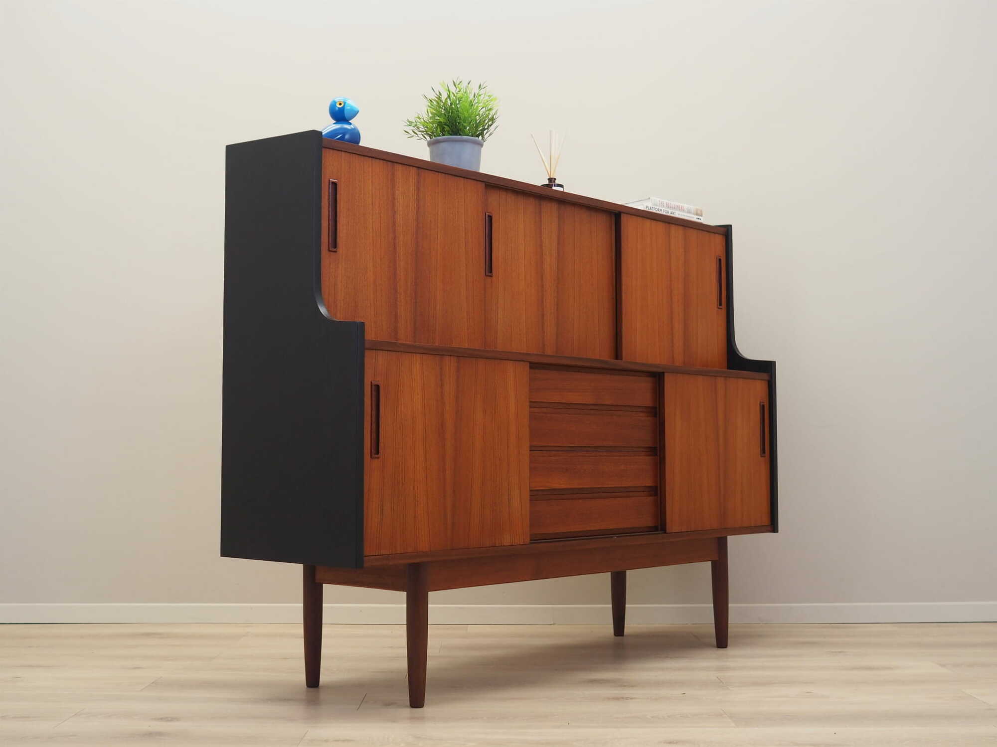 Vintage Highboard Teakholz Braun 1960er Jahre 5