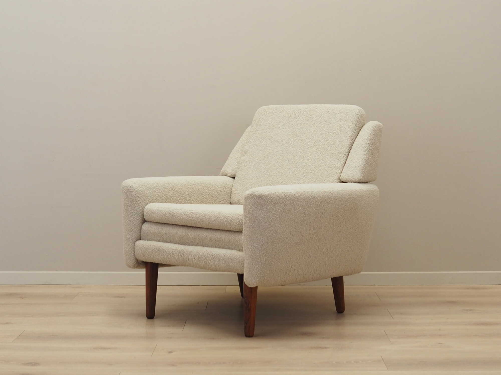 Armchair Textile Wood Cream 1970s 5