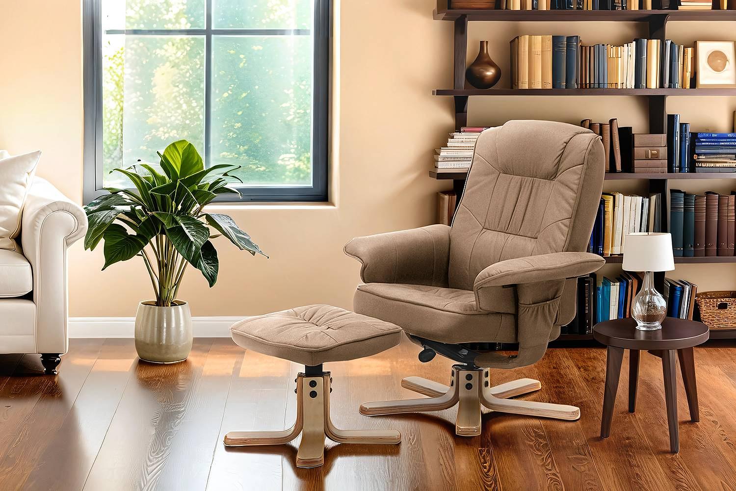 Canillo Relaxsessel mit Hocker Antiklederlook Nougat 2