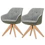 Libbo Drehbarer Armlehnenstuhl 2er-Set Olivgrün Eiche Natur 1