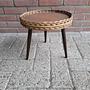 Vintage Pflanzentisch Holz Rattan Braun 3
