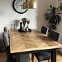 Solid oak tabletop in herringbone design 0