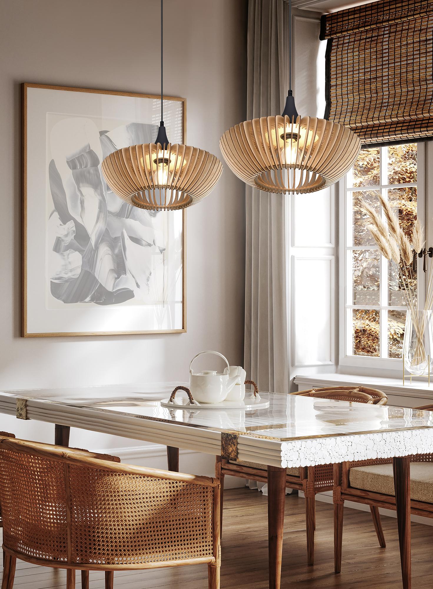 Colino Pendelleuchte Eisen Linde Beige 2