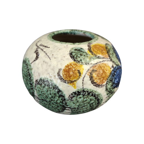 Vintage Keramikvase Weiß Bunt 0