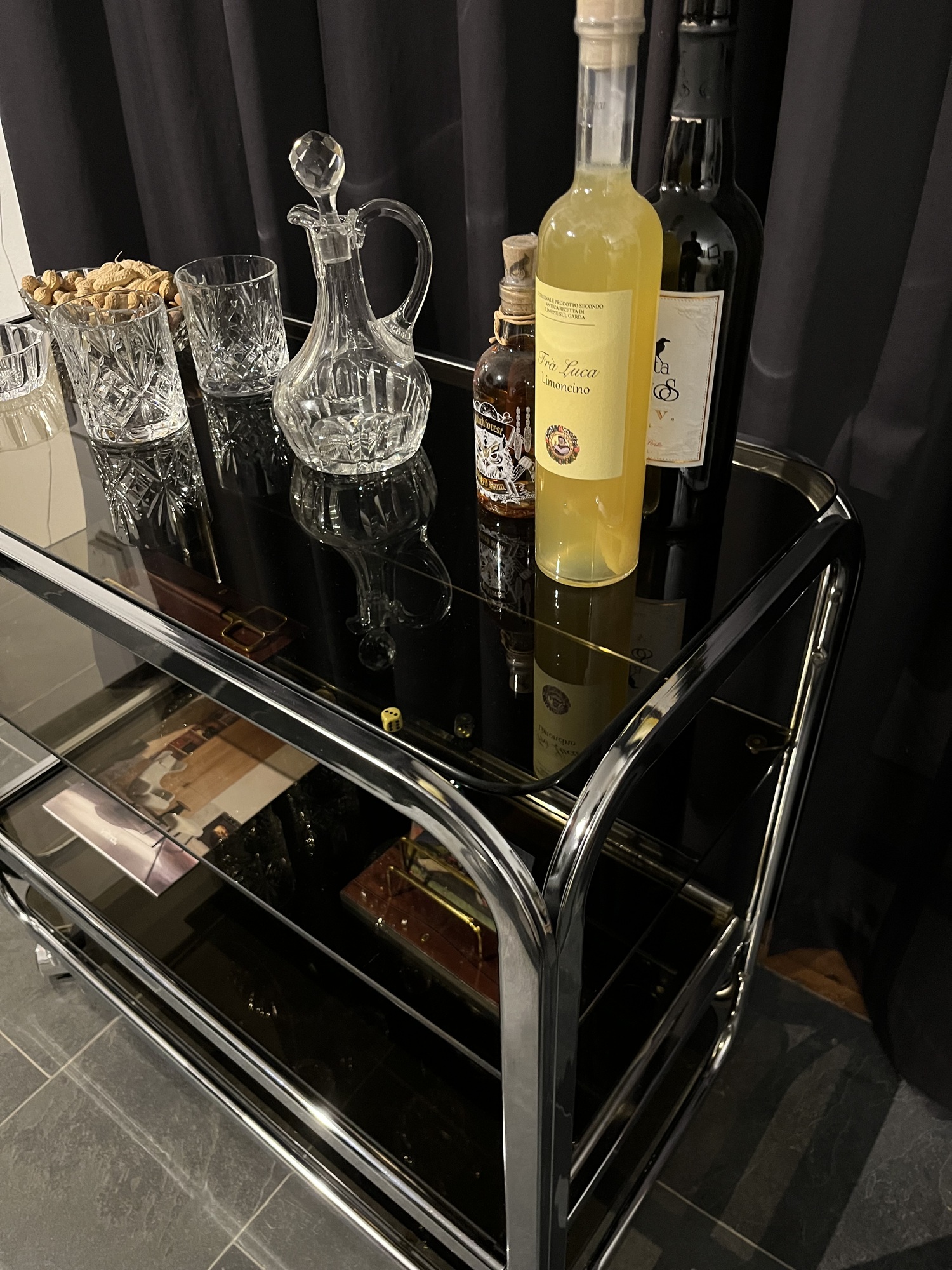Barwagen Chrom Glas Schwarz 3