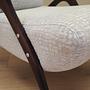 Vintage Sessel Buchenholz Textil Weiß 1970er Jahre 14