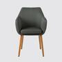 Armchair Oak Solid Wood from Upholstery Fabric Grey 1