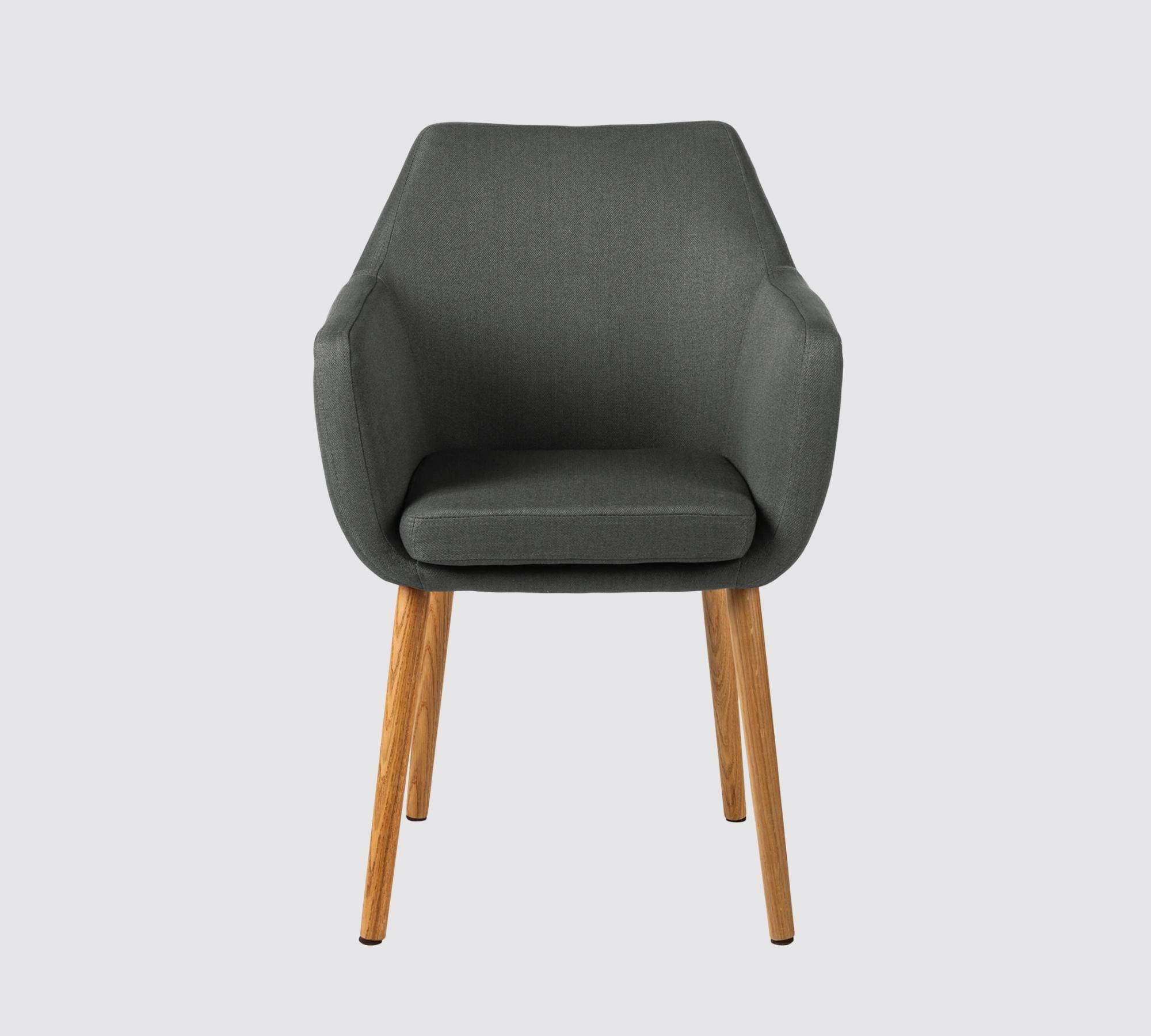 Armchair Oak Solid Wood from Upholstery Fabric Grey 1