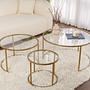 3x Gold Coffee Table Set Gold Transparent Ø80cm Ø60cm Ø42cm 3