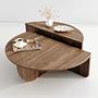 2x Podium Coffee Table Walnut Brown 4