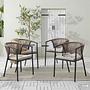 Garden chair Arin set of 4 iron woven fabric black 0