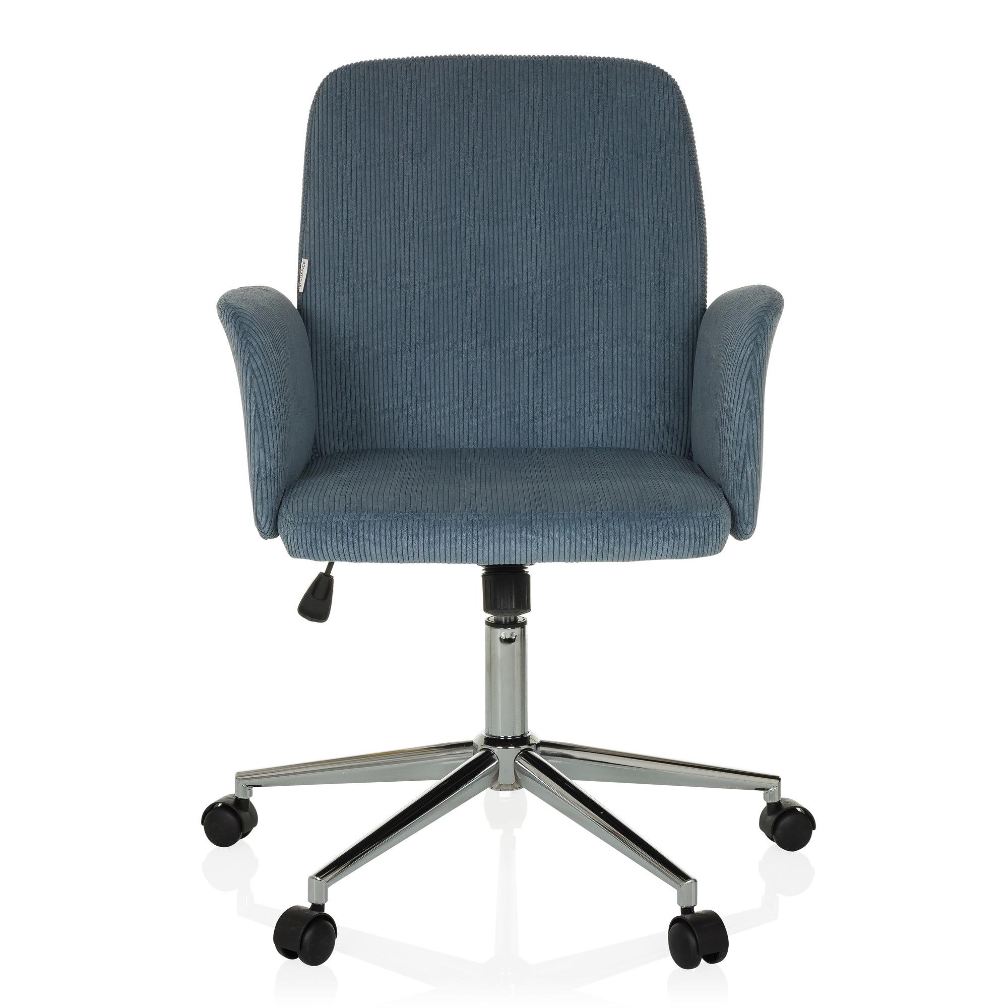 SOLAO CORD Bürostuhl Drehbar mit Cord-Optik Taubenblau 0