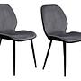2x Emma Stuhl-Set Samt Schwarz Hellgrau 0