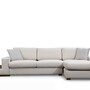 Modernes Sofa Récamiere Rechts Creme mit Tisch 4