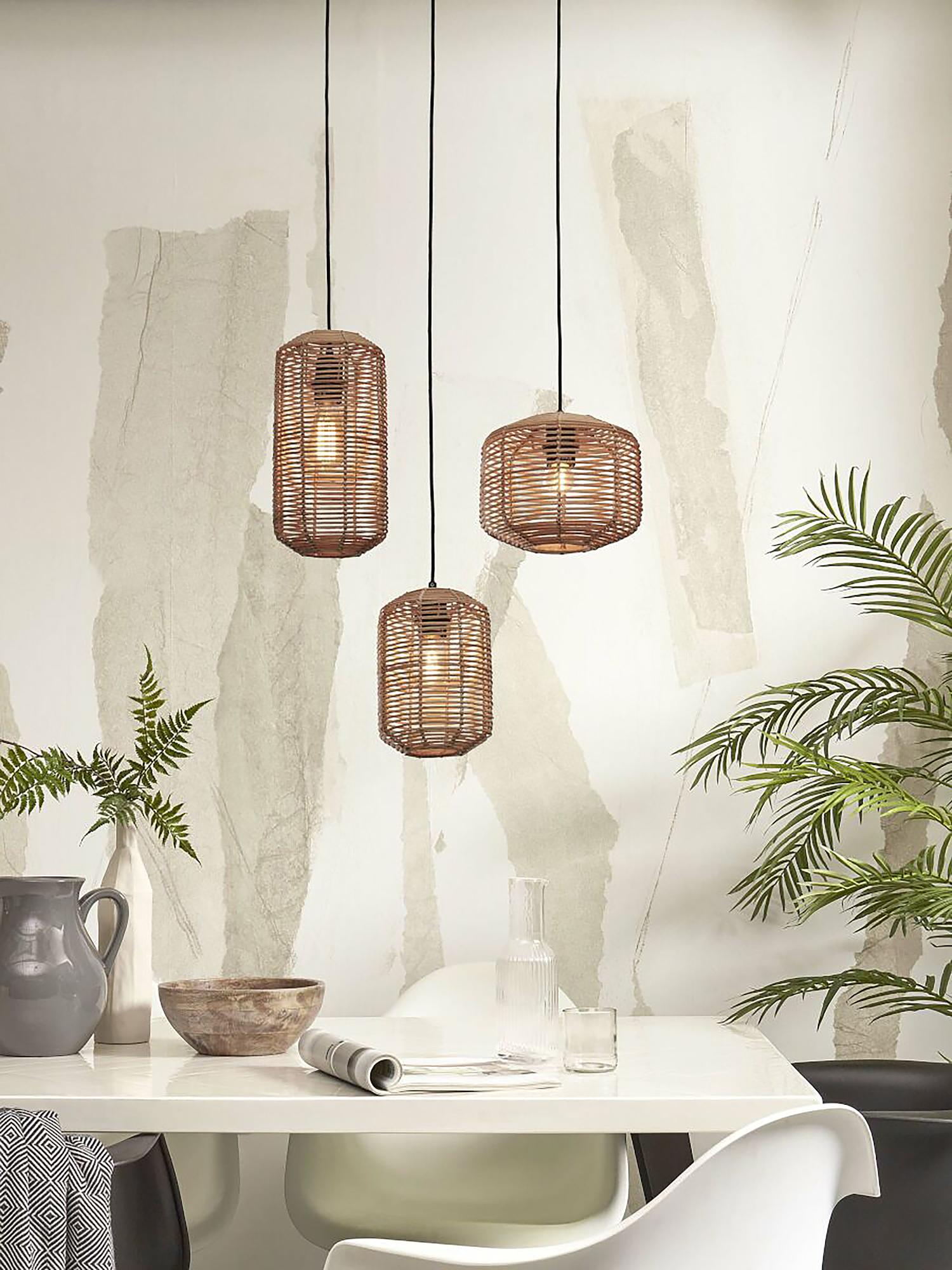 Pendelleuchte Tanami Typ D Beige Eisen Rattan 4