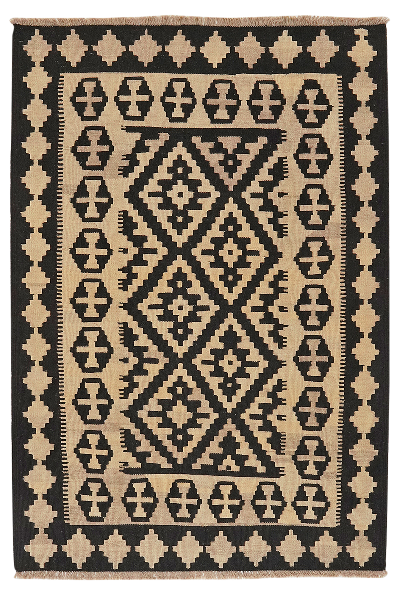 Kilim Gashgai Teppich Braun Schwarz 0