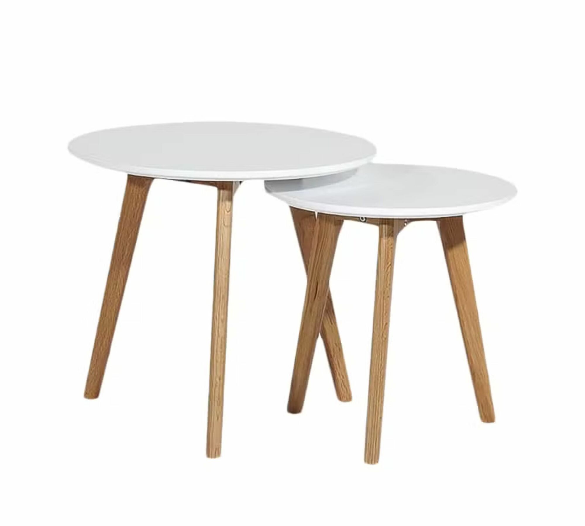 2x Nilla I Beistelltisch Eichenholz Matt Weiß 1