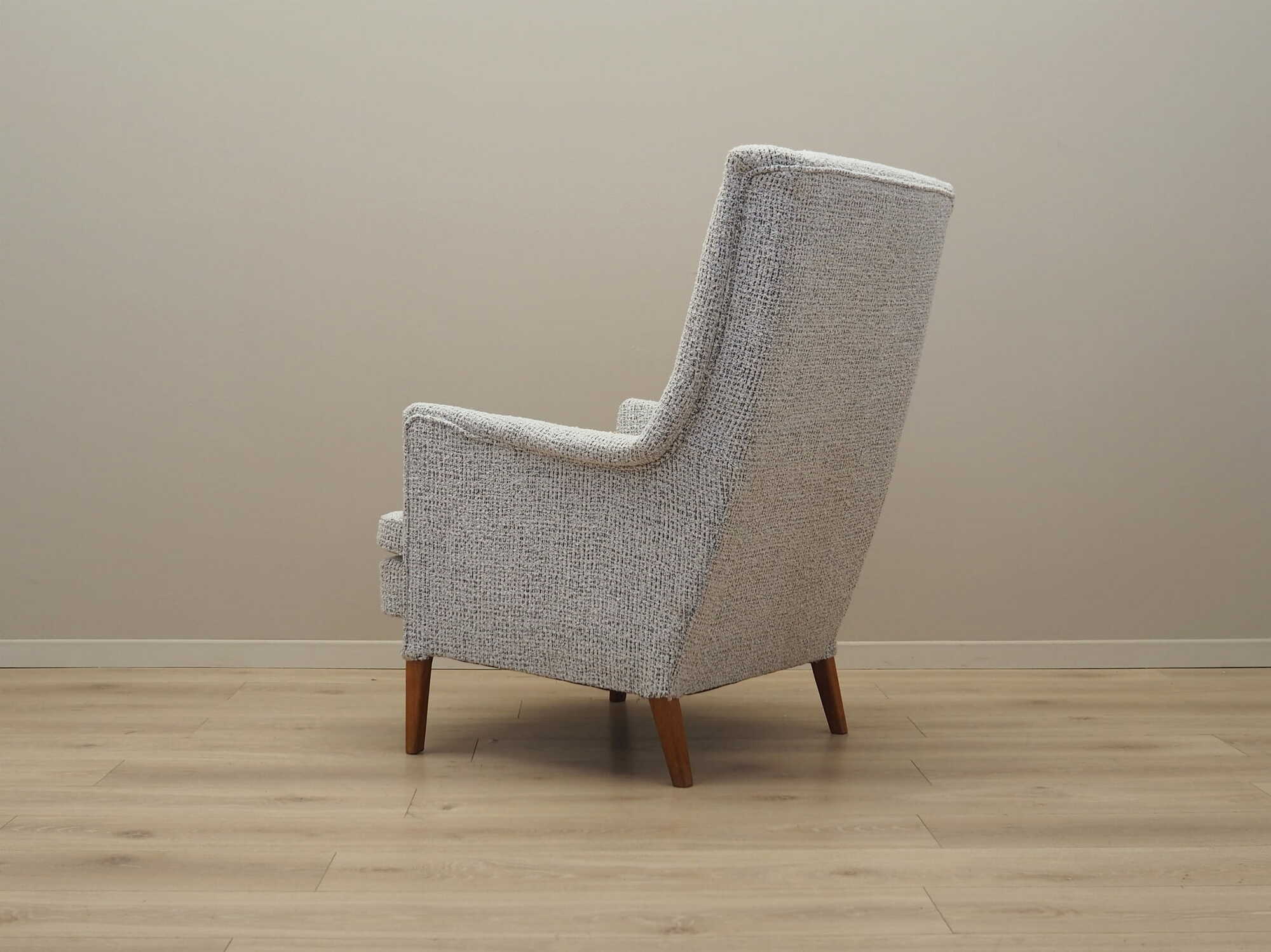 Vintage Sessel Holz Textil Grau 1960er Jahre 5