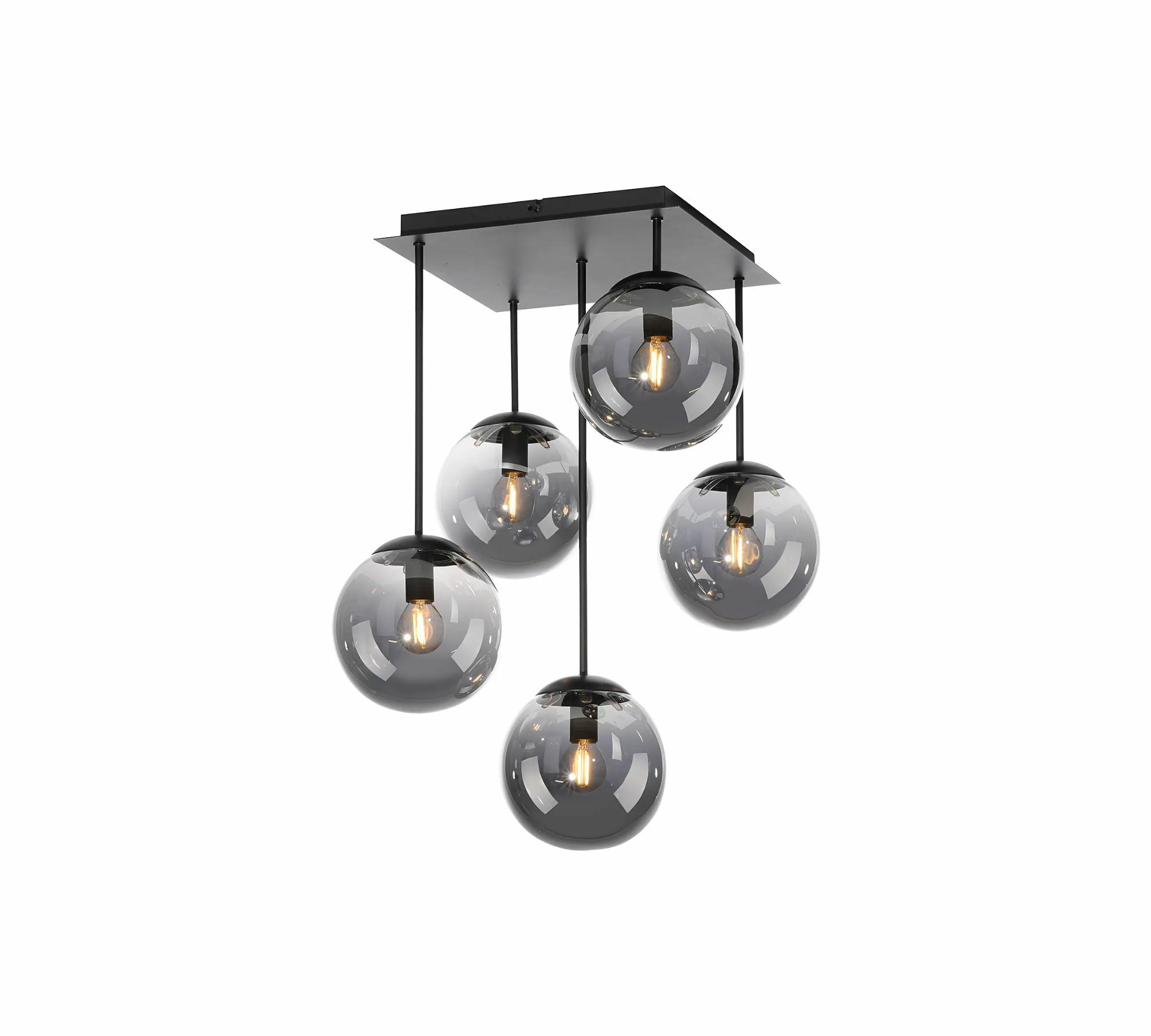 Ceiling light 5-flame glass black 1