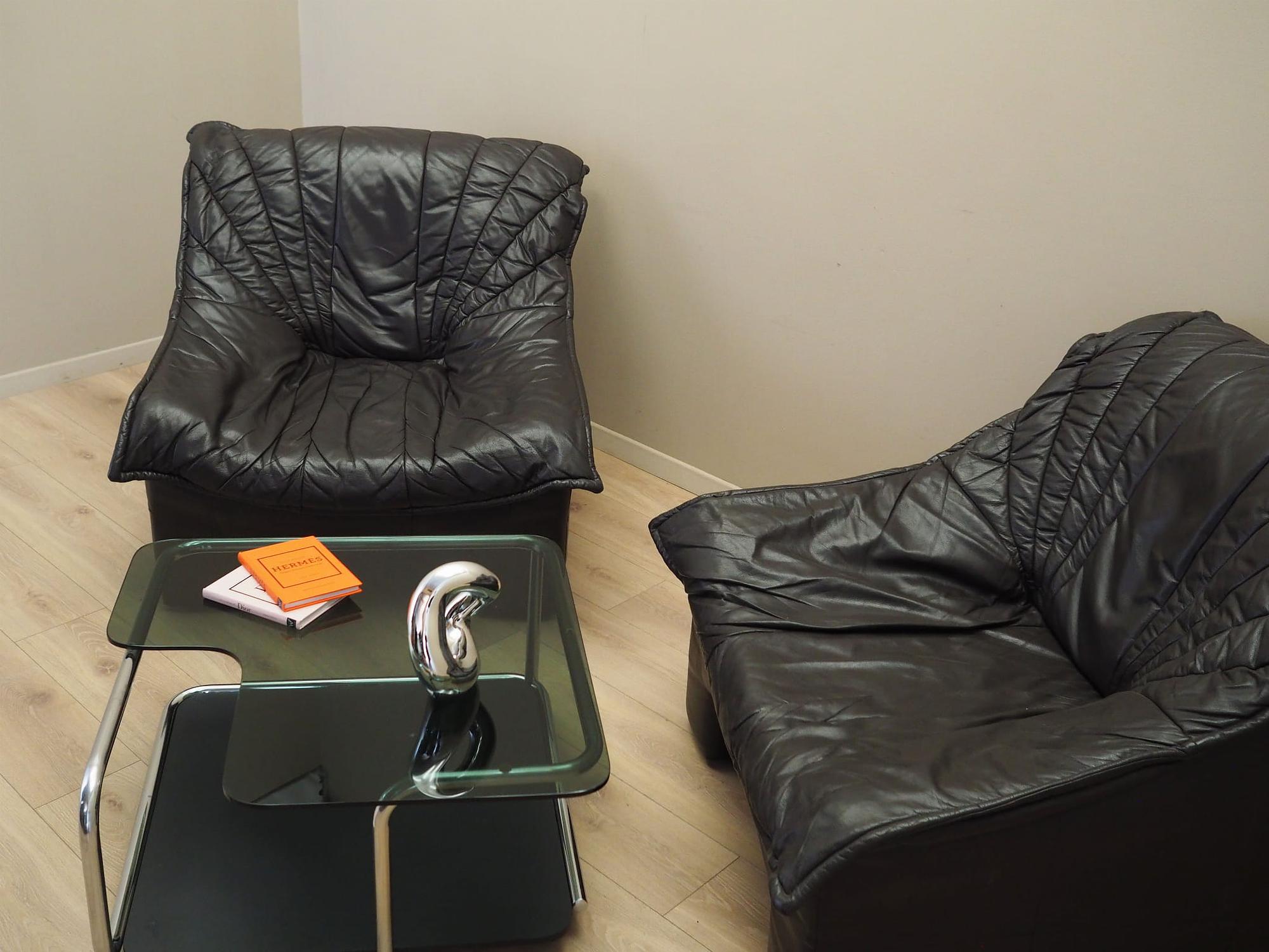 Armchair Leather Black 1960s 2